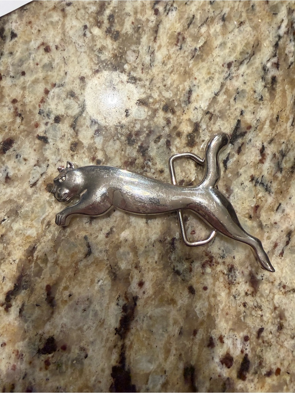 Silver Leaping Panther Belt Buckle